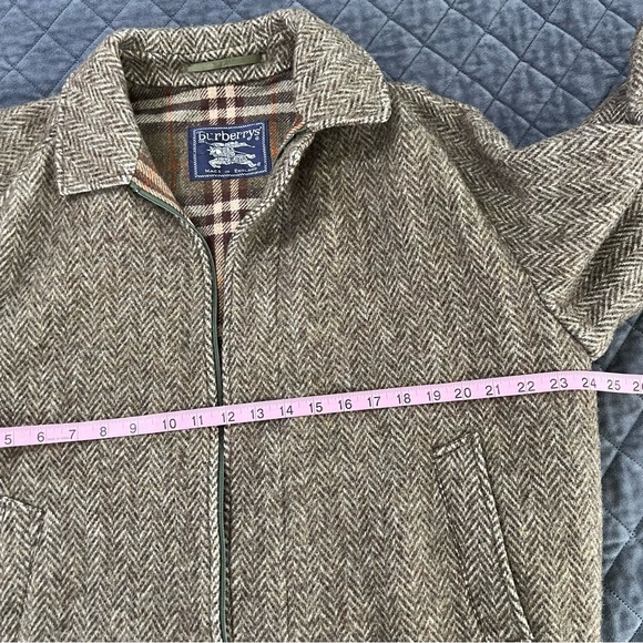 BURBERRYS London Wool Jacket Vintage Reg 38 Bomber Rare Herringbone Brown Men - Picture 8 of 8